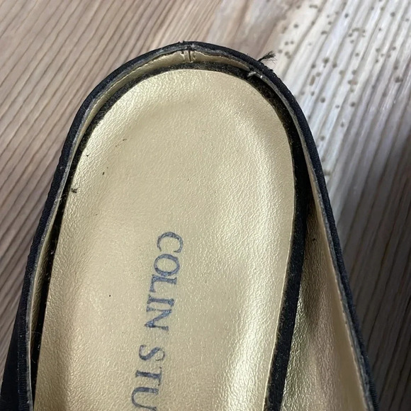 Colin Stuart slides Mules with removable bow/charm Black Square toe Size 6.5 - Picture 10 of 12
